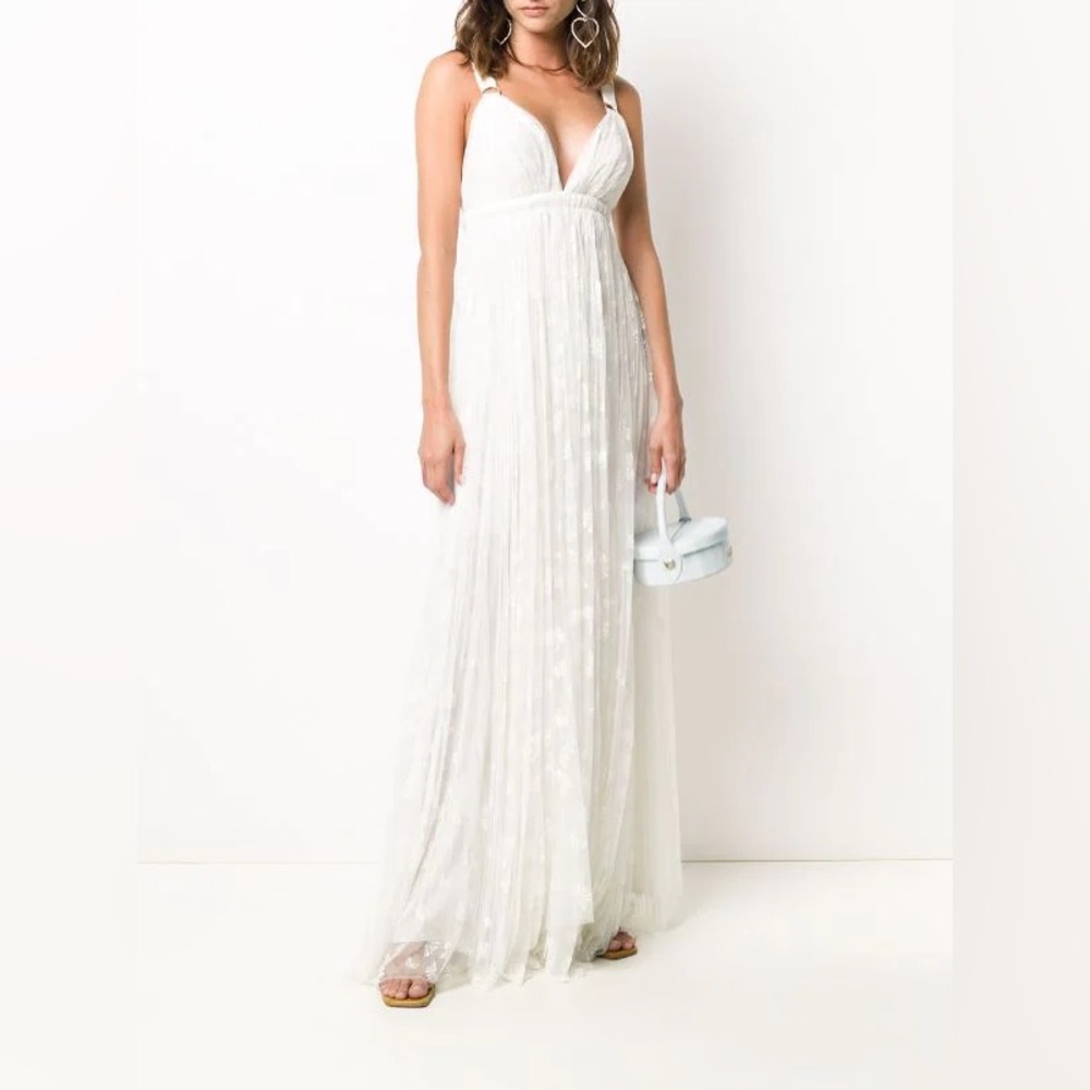 White Tulle Embroidered Maria Lucia Hohan Gown